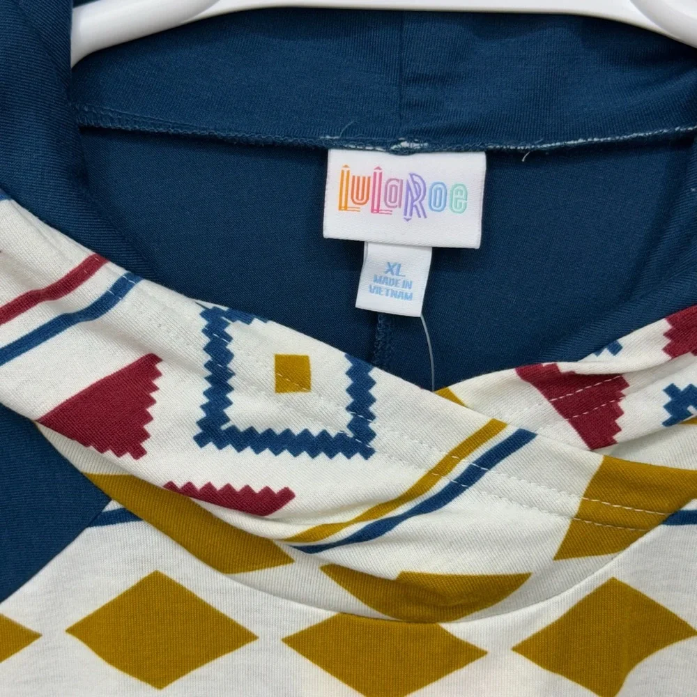Lularoe Amber hooded shirt‎ top women's size XL aztec mid western design - Picture 4 of 14